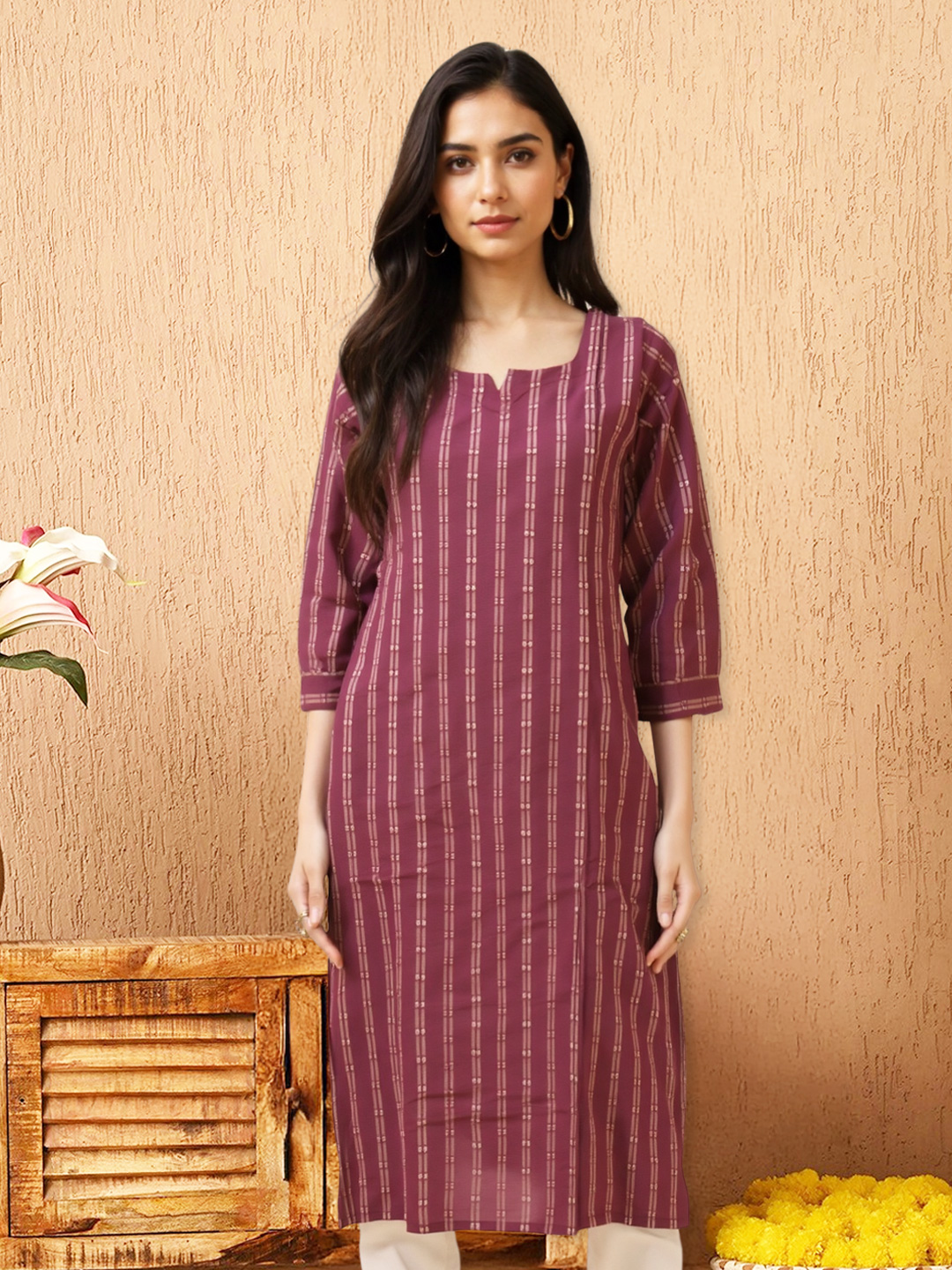 Picture of Effortless Elegance in Every Stripe Straight Kurta